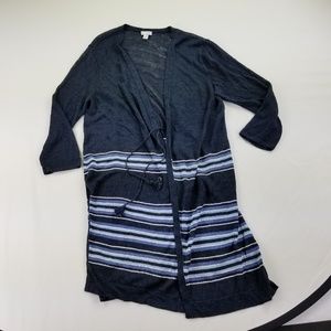 J Jill Medium Cardigan Duster Linen Blend Blue3005